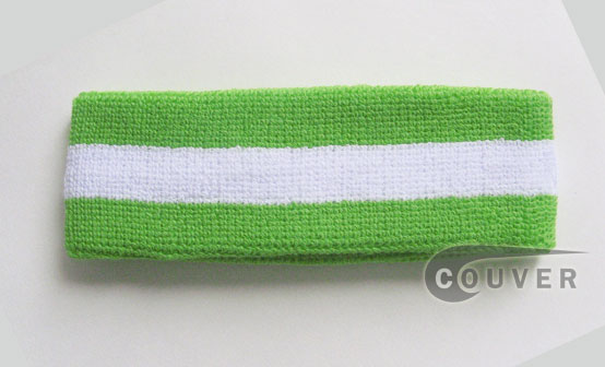 Bright Lime Green White Bright Lime Green striped head sweatband HB85-WHT_BRTLMEGRN