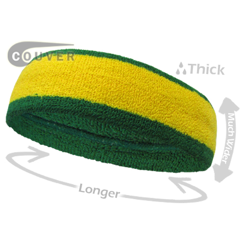 Yellow with Green Large Basketball Head Sweatband 3PIECES