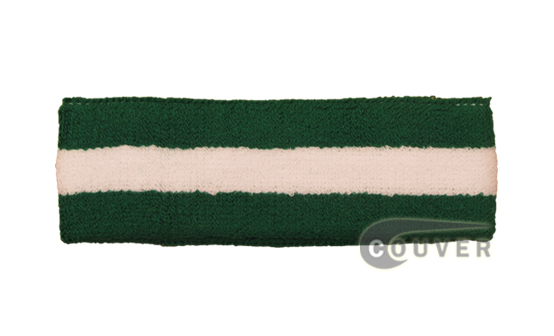 Dark Green White Dark Green striped head sweatband HB85-WHT_DRKGRN