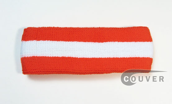 Dark Orange White Dark Orange striped head sweatband HB85-WHT_DRKORG