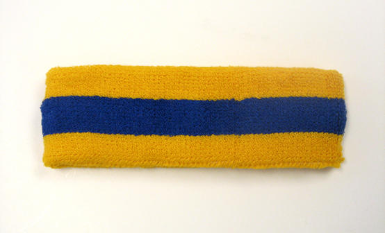 Golden Yellow Blue Golden Yellow striped head sweatband HB85-WHT_BLE