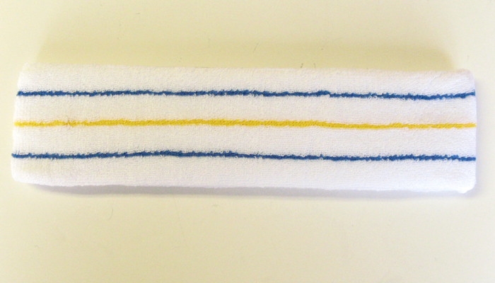 White with Blue-Yellow-Blue lines Tennis Large Headbands‏
