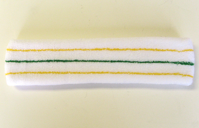 White with Yellow-Green-Yellow lines Tennis Large Headbands‏