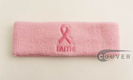 Couver's Ribbon Logo & FAITH Text Light Pink Headband Sweatbands Wholesale