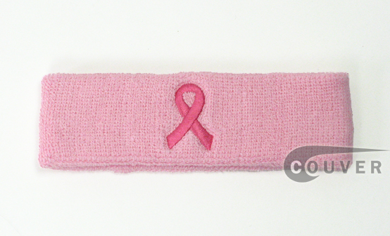 Couver's Pink Ribbon Symbol Light Pink Cancer Awareness Sweat Headbands Wholesale