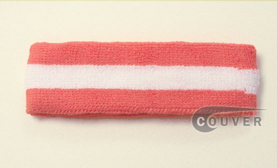 Pink White Pink striped head sweatband HB85-WHT_PNK