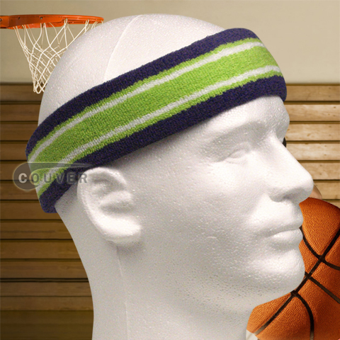 Basketball Headband Multicolor Purple Bright Lime Green [3PCS]