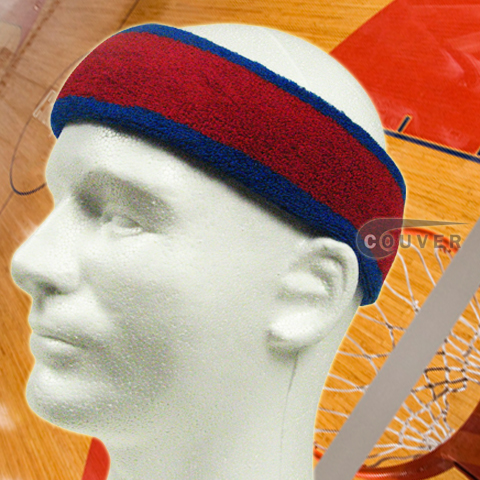 Red with Blue Large & Thick Basketball Head Sweatband Pro