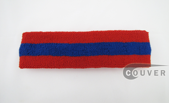 Couver Red Blue Red striped head sweatband HB85-BLE_RED