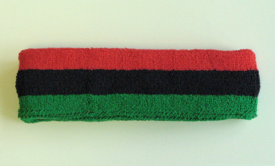 Couver black yellow red striped head sweatband HB510-GRN_NVY_RED