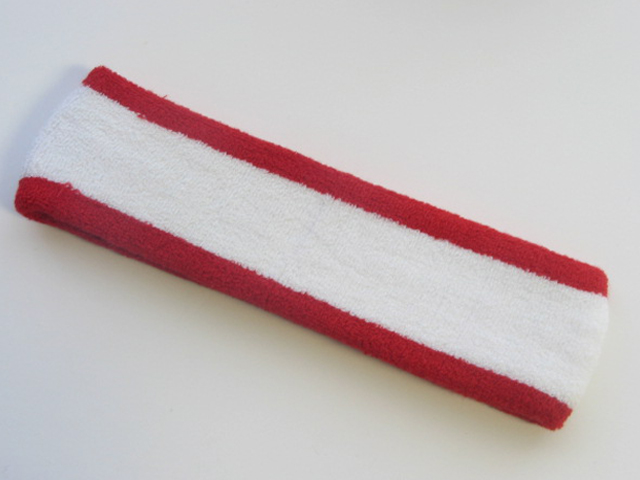 White with Red trim Large Basketball Head Sweatband