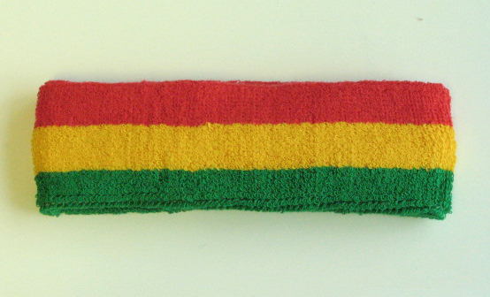 Couver Green Yellow Red striped head sweatband HB510-GRN_YLW_RED