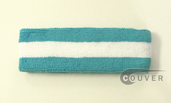 Sky Blue White Sky Blue striped head sweatband HB85-WHT_SKYBLE