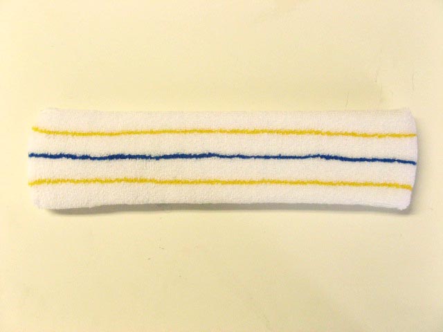 White with Yellow-Blue-Yellow lines Tennis Large Headbands‏