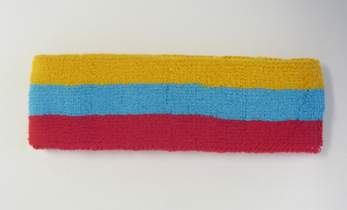 Couver yellow blue red striped head sweatband HB510-GLDYLW_SKYBLE_RED