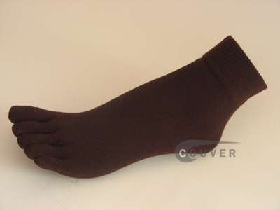 Brown COUVER 5finger Toed Ankle Toe Socks Wholesale, 6PRs