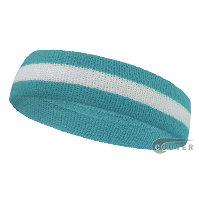 Sky Blue White 2color sports sweat headbands terry cloth, 12 Pieces