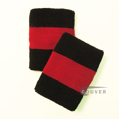 Black Red Black 2colored sports sweat wristbands wholesale