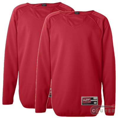 Red Youth Long Sleeve Flatback Mesh Fleece Pullover - 2 Pieces Set