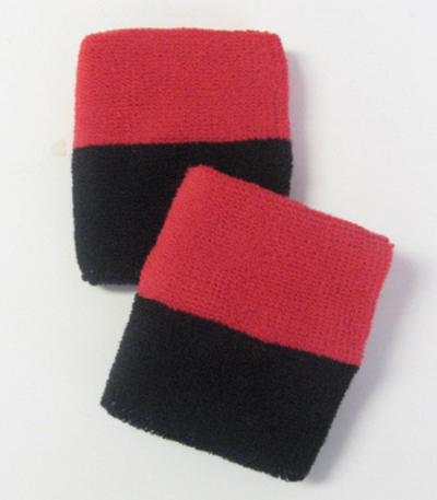 Wholesale Red Black 2 color Sports Athletic Wristbands [6 pairs]