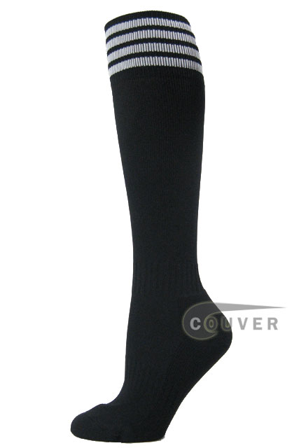 Black soccer knee socks with Vegas gold stripe [3Pairs] : COUVER ...