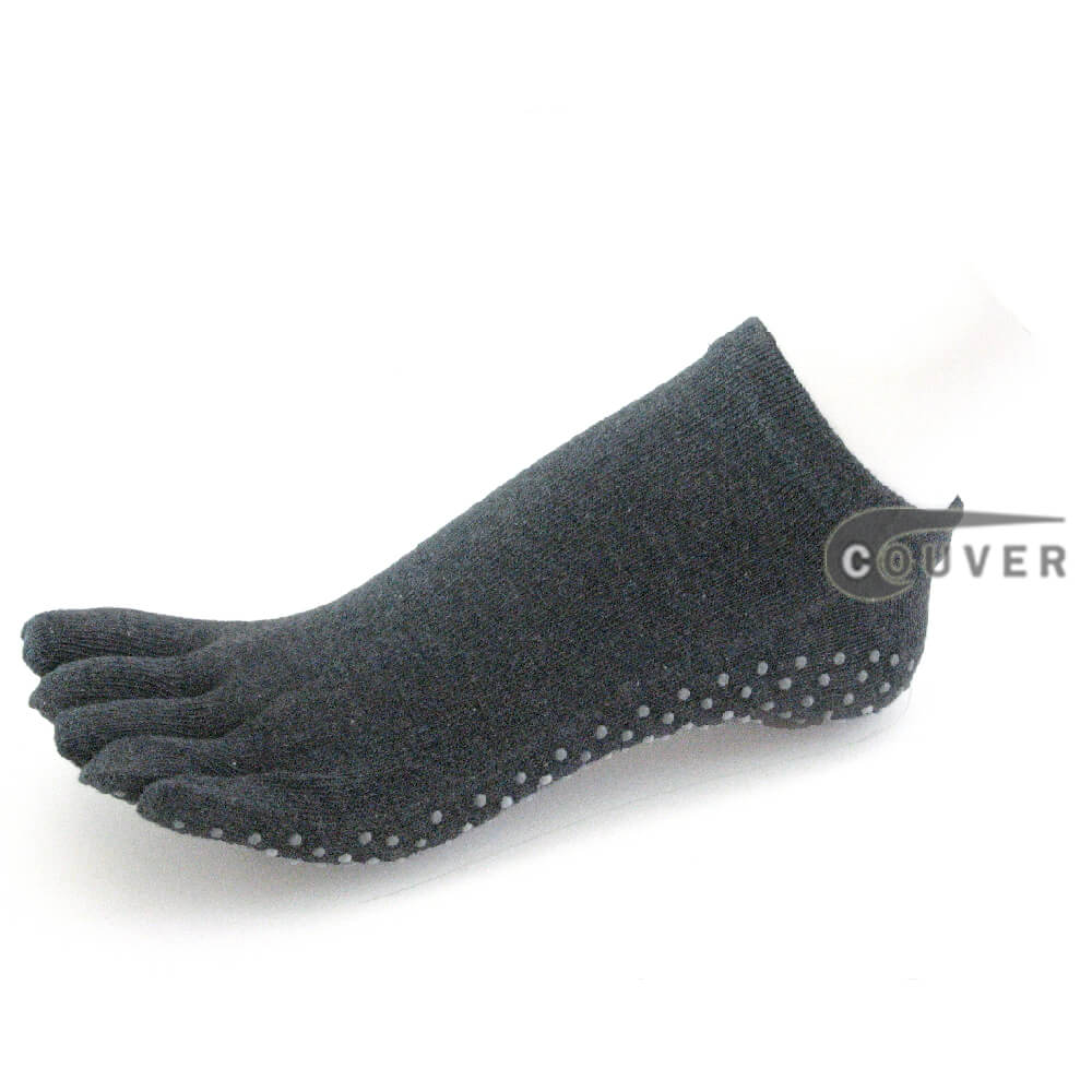 Charcoal Gray dark grey non skid sole toe socks