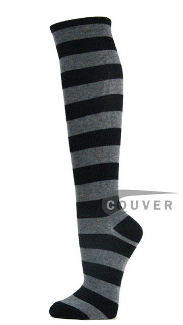 Charcoal/Dark Gray/Grey Black Stripe NonAthletic Knee Socks 6PRS ...
