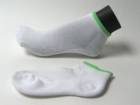 Lime green on white low cut youth sports socks