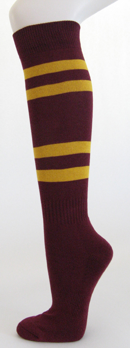 Maroon with golden yellow stripes COUVER Sports Knee Socks 3PAIRs buy ...