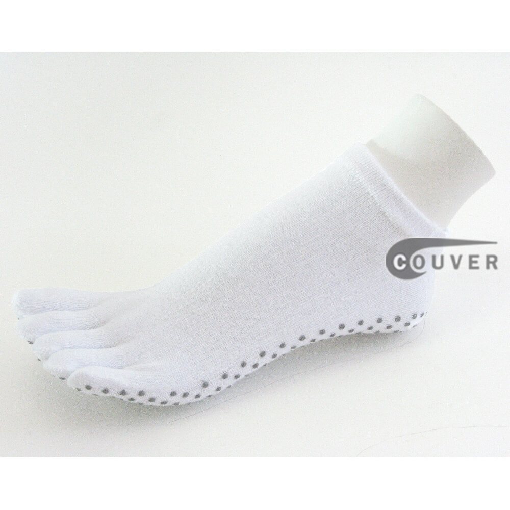 White non skid sole toe socks