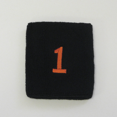 Embroidered Black Numbered sweat wristband WB104-BLK_1_DRKORG