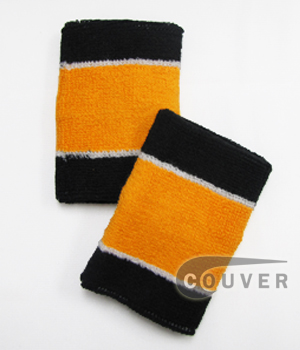 Wholesale Black_Light Orange 2 colors Sport Wrist band [6pairs]