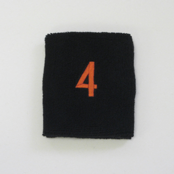 Embroidered Black Numbered sweat wristband WB104-BLK_4_DRKORG