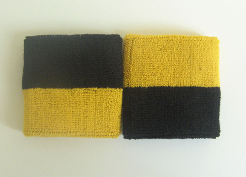 Black golden yellow 2colored youth sport sweat wristbands