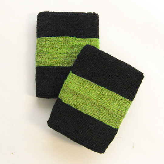 Black Bright Lime Green Black 2colored sports sweat wristbands wholesale